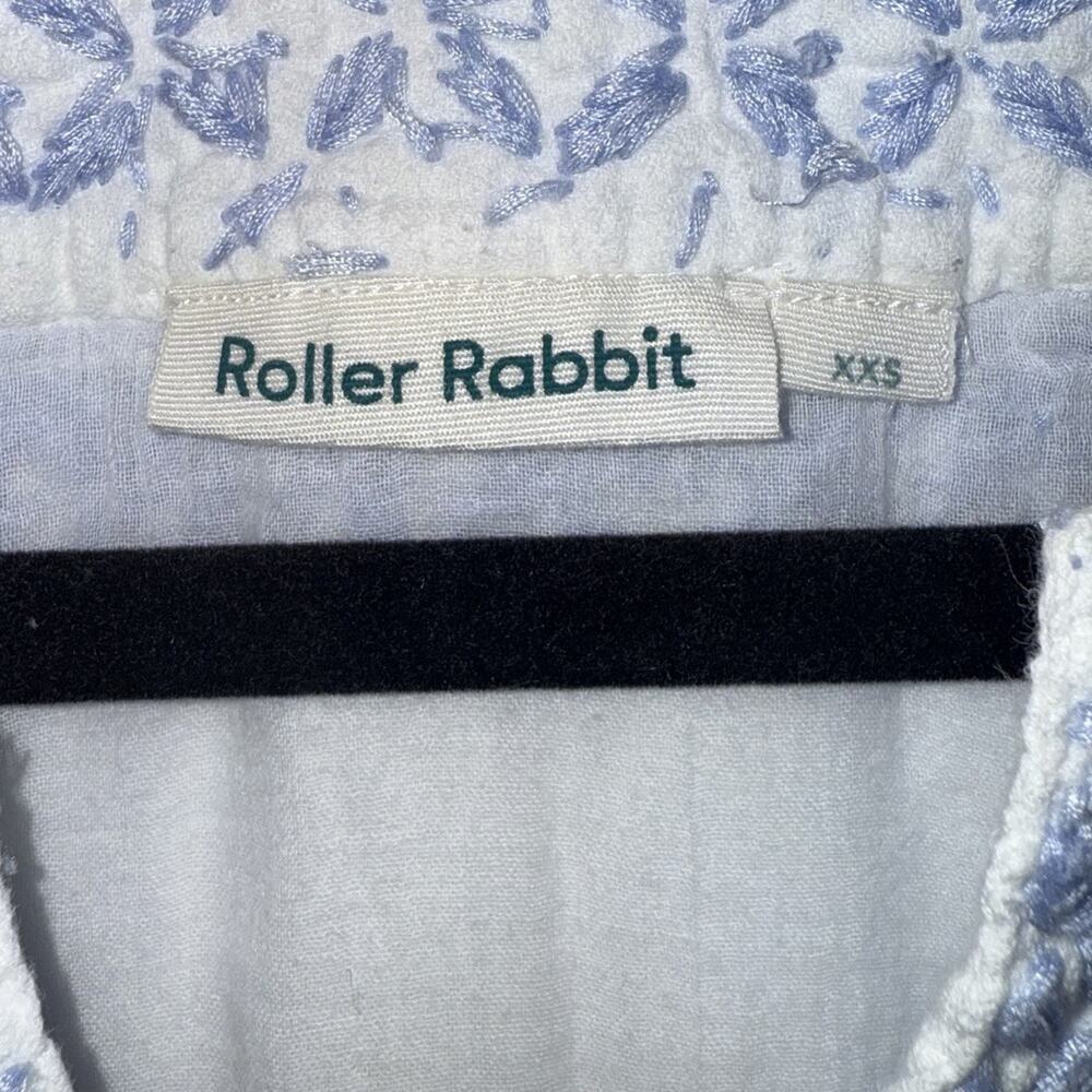 Roller Rabbit Faith Embroidered Dress White Blue Cottagecore Prairie Boho Sz XXS - Picture 4 of 9